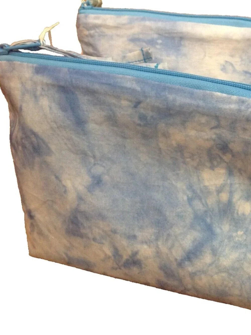 QUEEN ALAFFIA BLUE WHITE AFRICAN BATIK BAG POUCH MAKEUP COSMETIC MADE IN GHANA